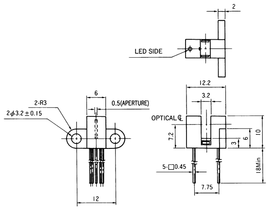 光電傳感器（光學(xué)傳感器）OJ-1501尺寸規(guī)格