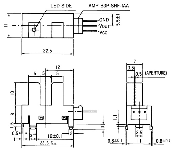 光電傳感器（光學(xué)傳感器）OJ-5205尺寸規(guī)格