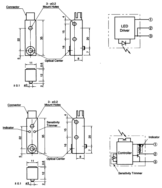 光電傳感器（光學(xué)傳感器）OZ-111401尺寸規(guī)格
