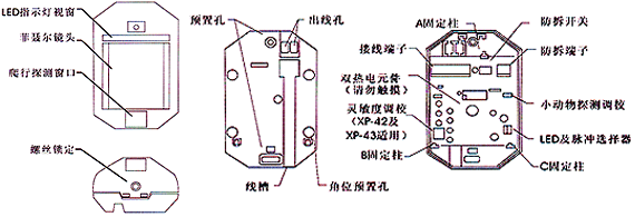 紅外線檢測器（防盜報警器/紅外線報警器）XP-43內(nèi)部結(jié)構(gòu)